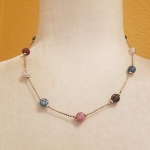 925 Silver Necklace with Delicate Chain and Circular Pendants